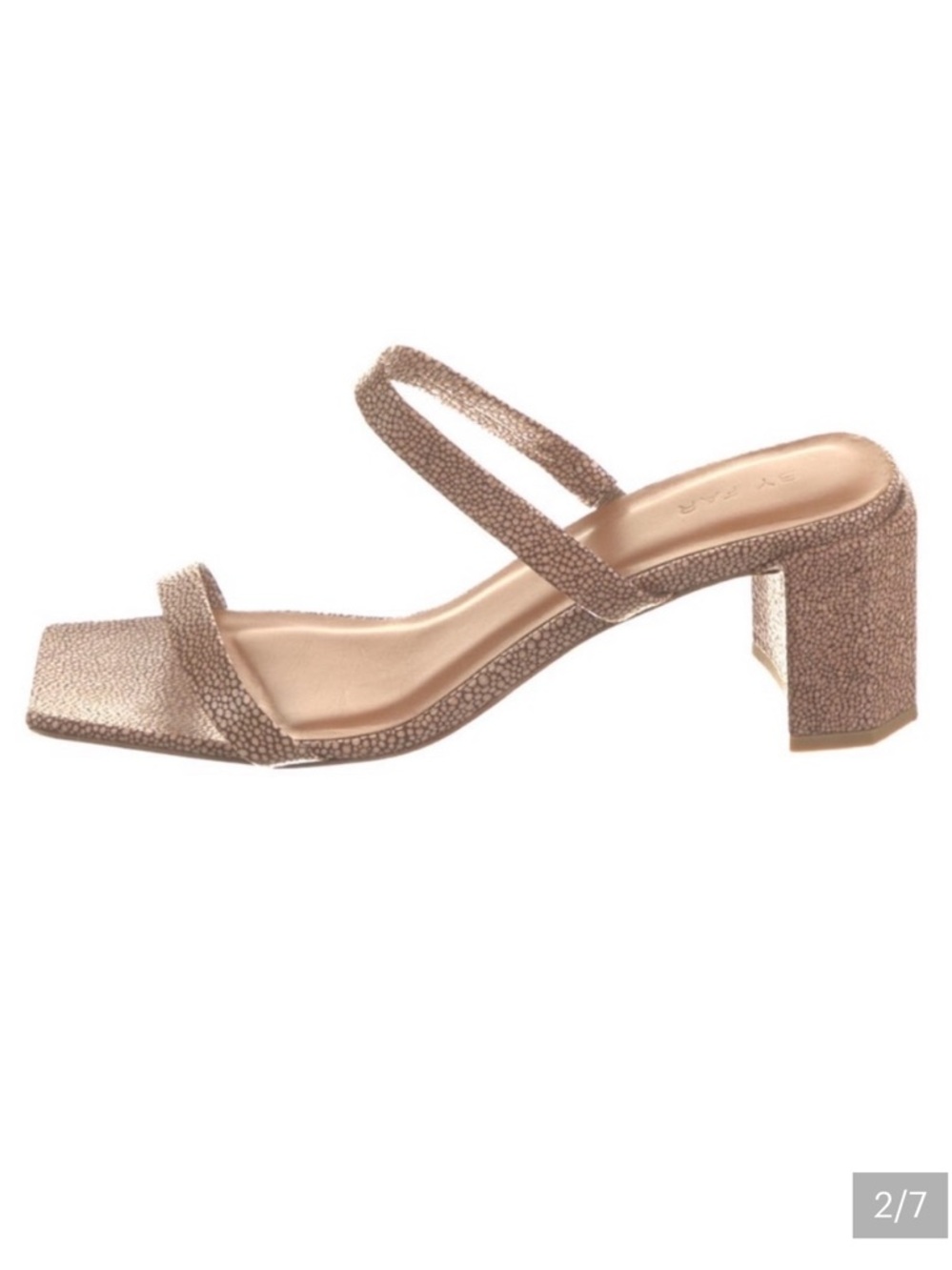 BY FAR Metallic Gold Textured Block Heel Sandal